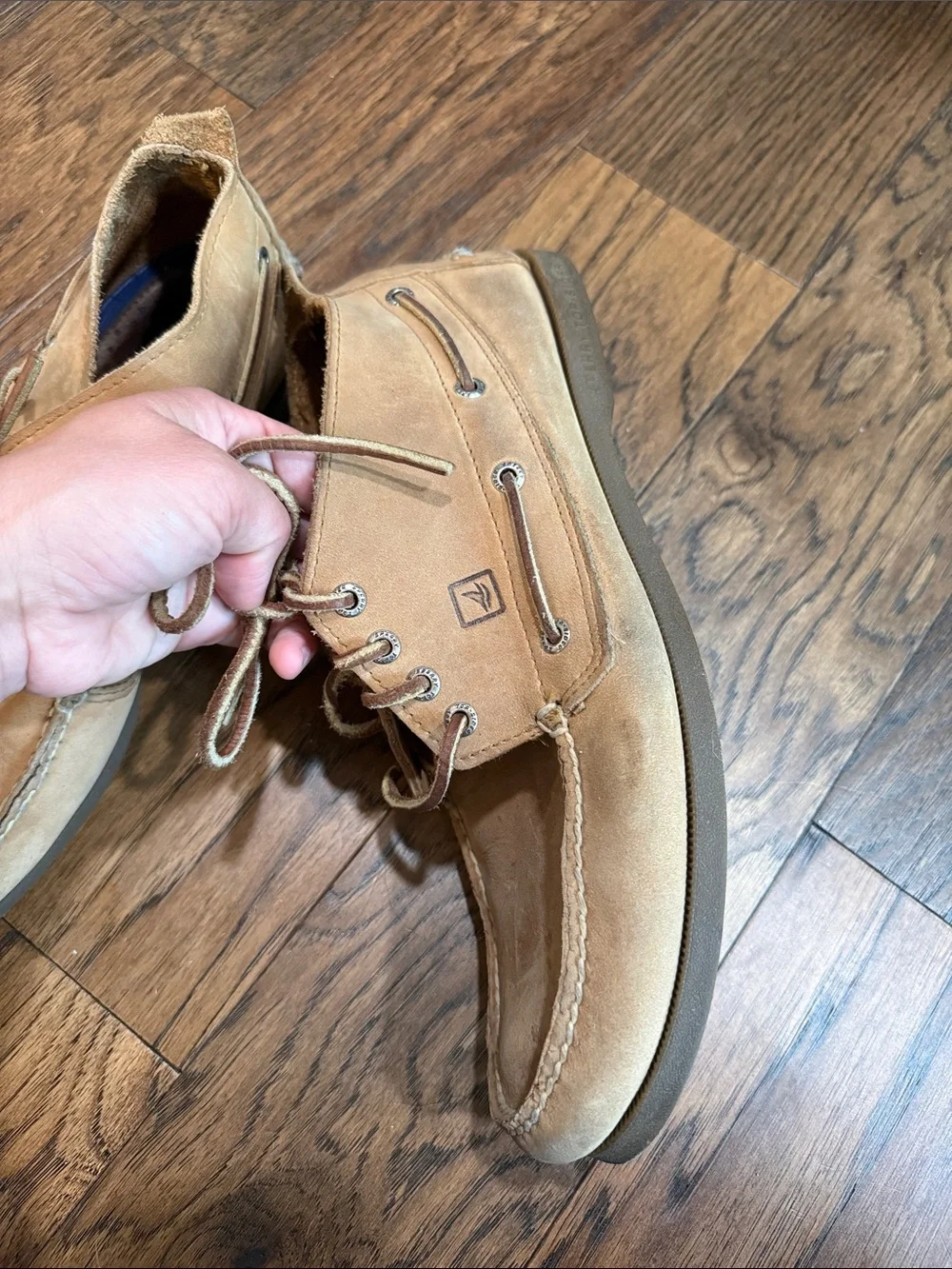 Sperry Men's Suede Boat Shoes in Tan with Leather Laces